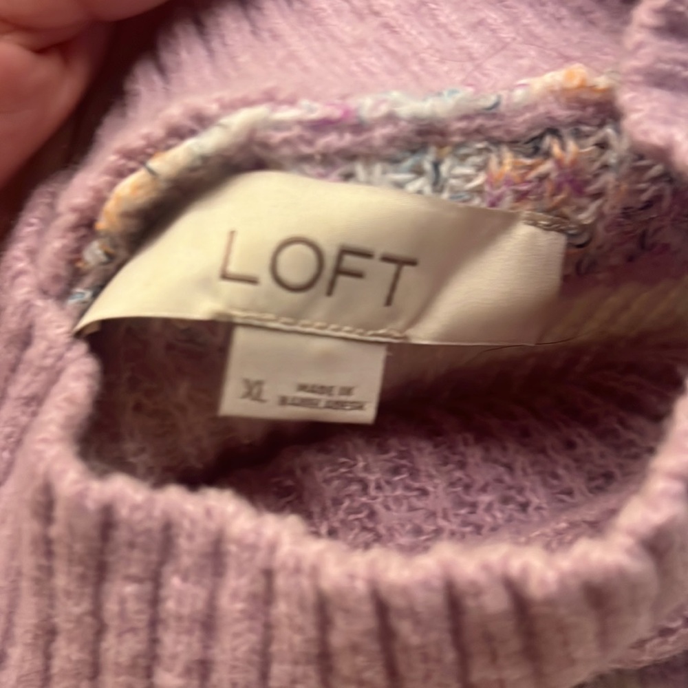 LOFT space dyed violet mock sweater - Picture 6 of 8